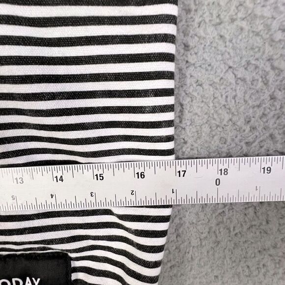KATE SPADE TODAY IS SATURDAY TOTE BAG BLACK AND WHITE STRIPES - Picture 11 of 12